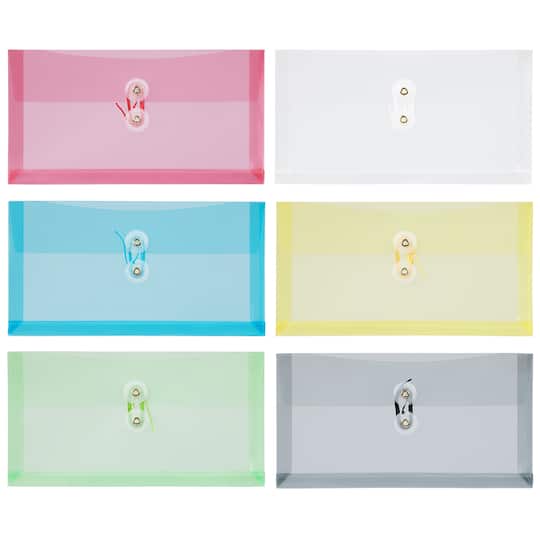 JAM Paper #10 Assorted Plastic Button String Envelope Set, 12ct.